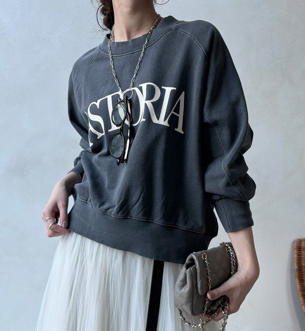  「【WEB限定】ロゴプリントクルーネック裏毛プルオーバー」|Tシャツ・カットソー|チャコールグレー