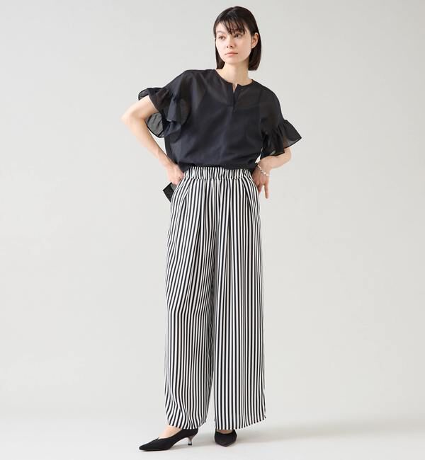 TIARA「ストライププリントタックワイドパンツ」|その他|