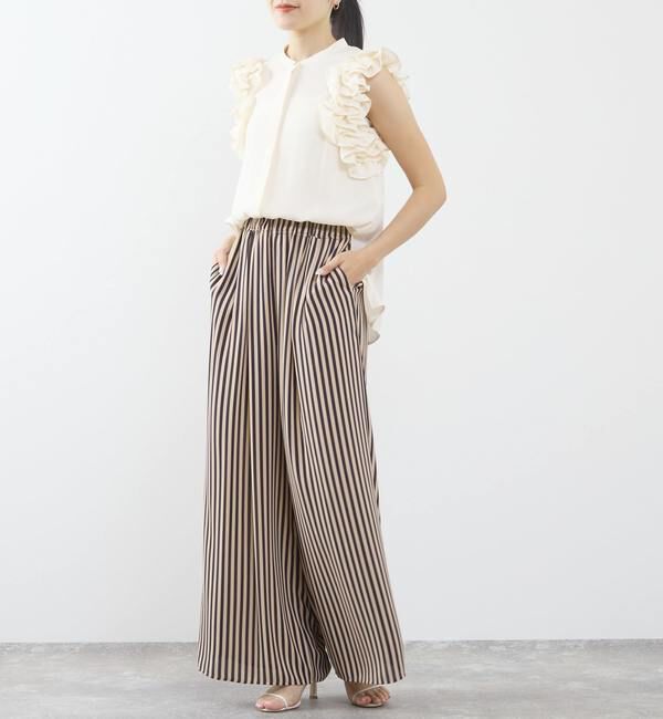 TIARA「ストライププリントタックワイドパンツ」|その他|