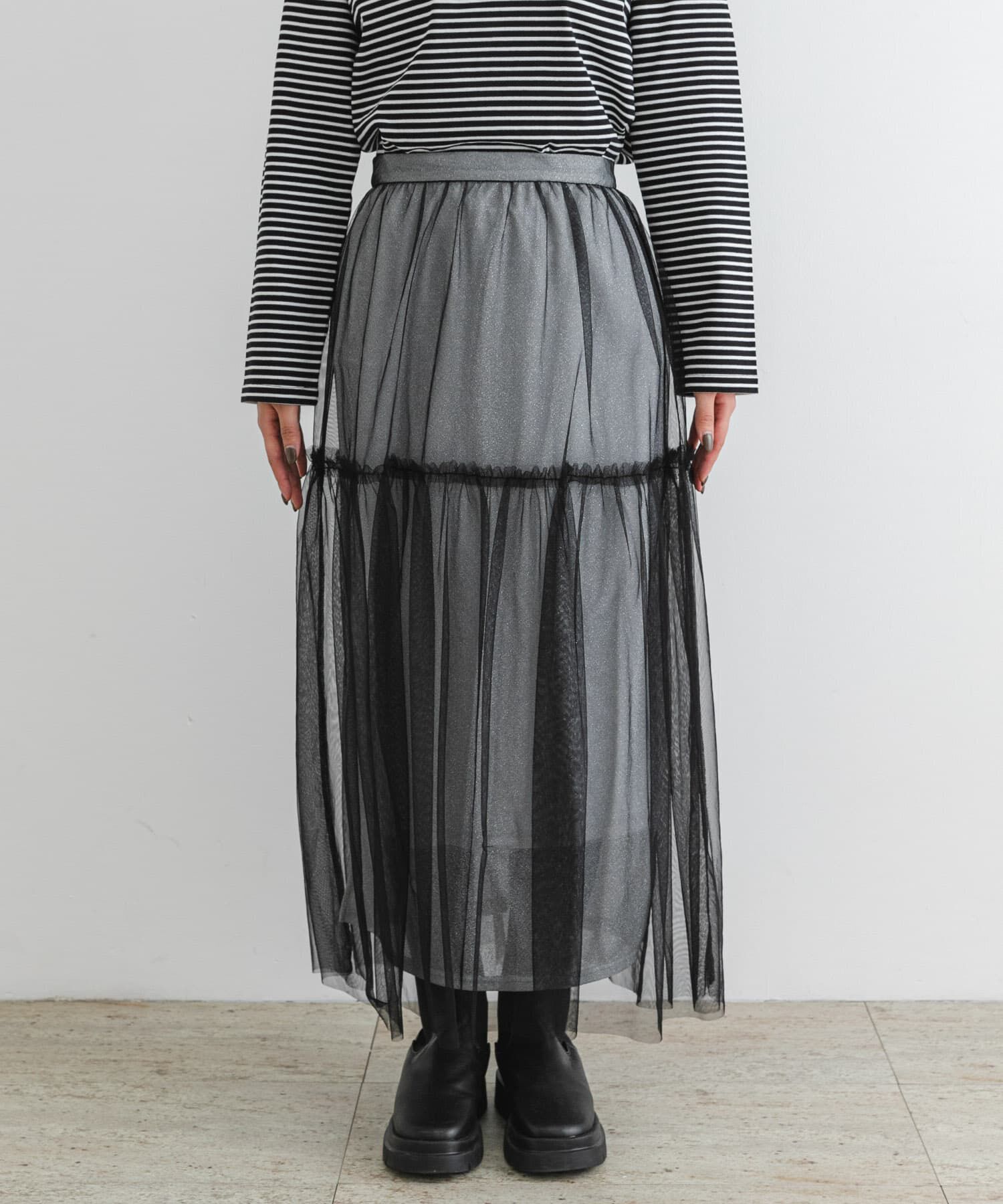 URBAN RESEARCH ROSSO「F by ROSSO　ラメチュールティアードスカート」|スカート|