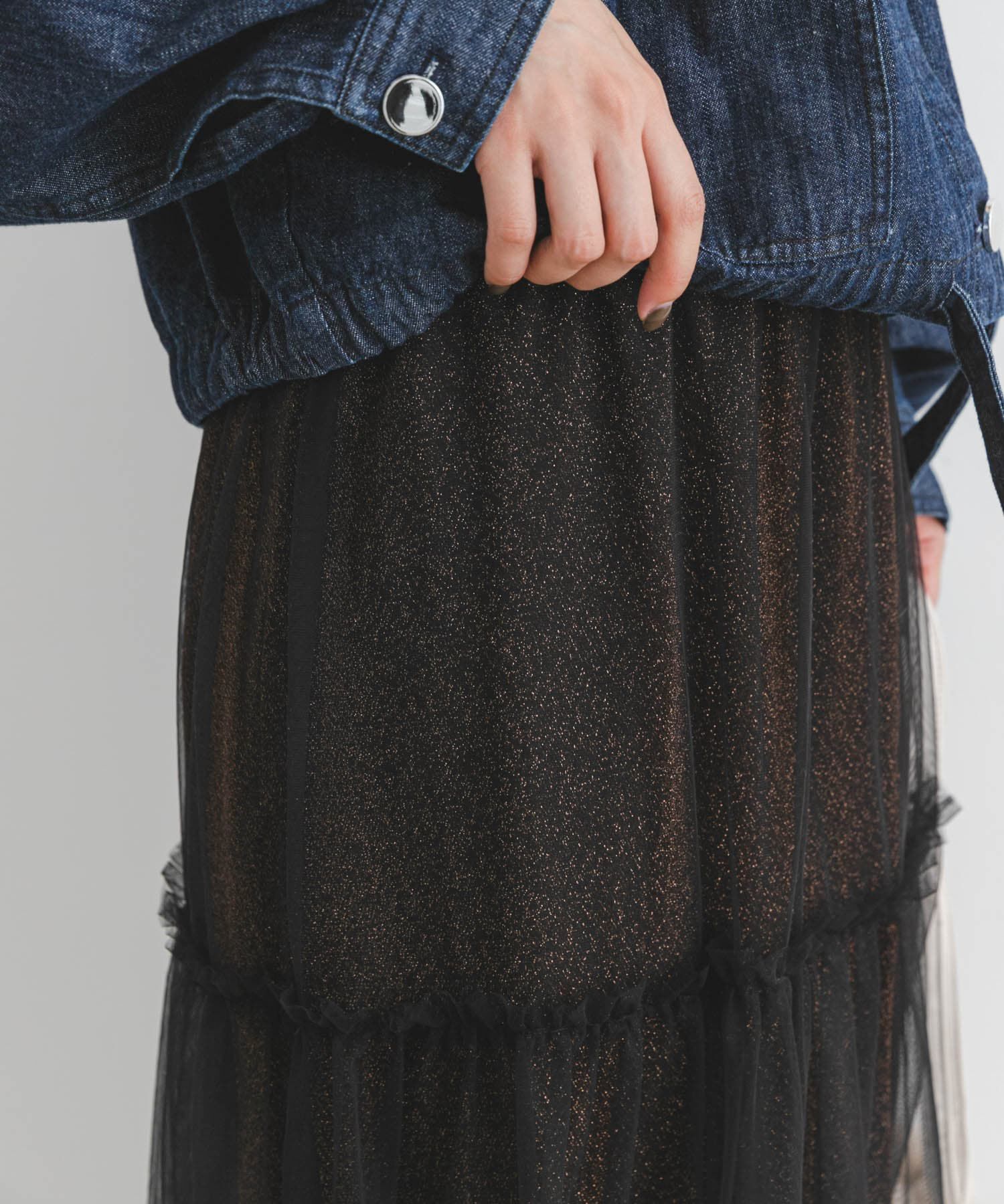 URBAN RESEARCH ROSSO「F by ROSSO　ラメチュールティアードスカート」|スカート|ブロンズ