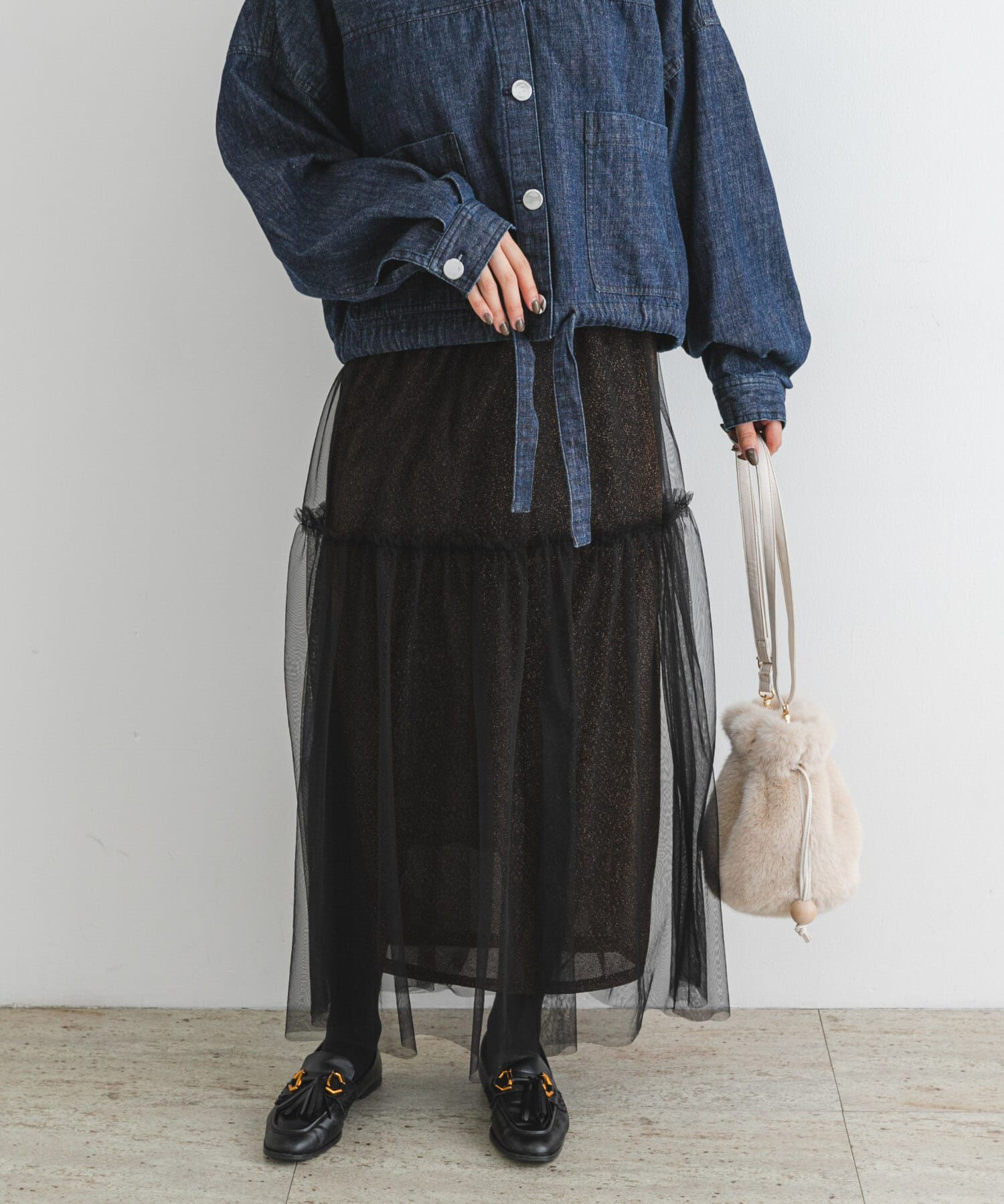 URBAN RESEARCH ROSSO「F by ROSSO　ラメチュールティアードスカート」|スカート|