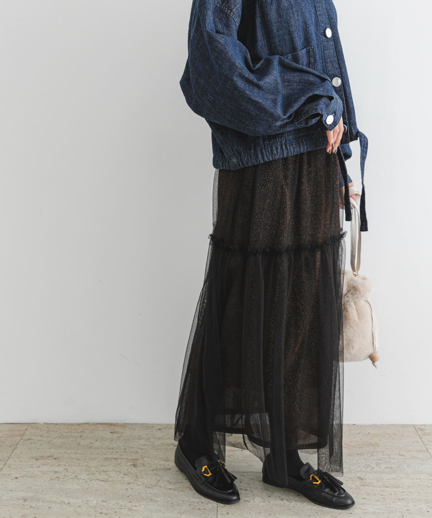 URBAN RESEARCH ROSSO「F by ROSSO　ラメチュールティアードスカート」|スカート|