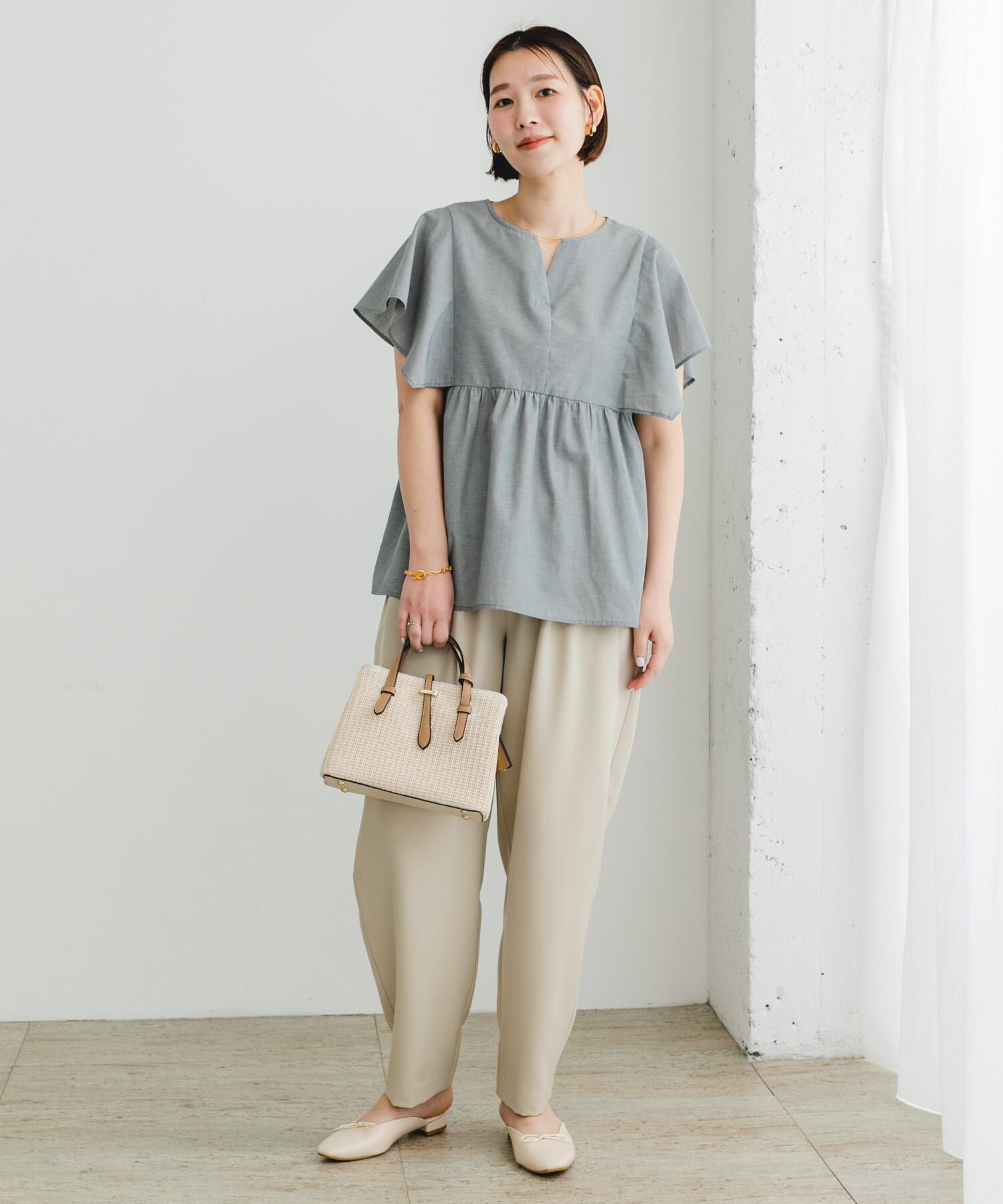 URBAN RESEARCH ROSSO「『UR TECH』F by ROSSO　スクエアスリーブブラウス」|シャツ・ブラウス|