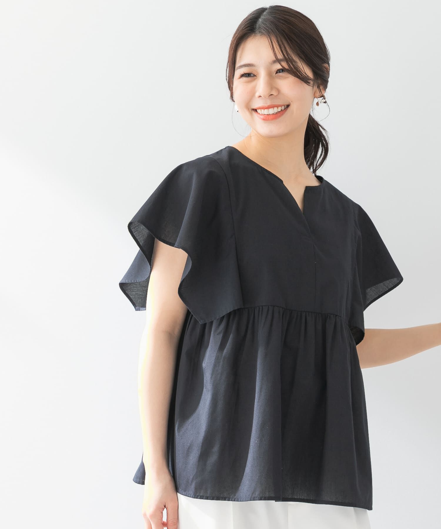 URBAN RESEARCH ROSSO「『UR TECH』F by ROSSO　スクエアスリーブブラウス」|シャツ・ブラウス|