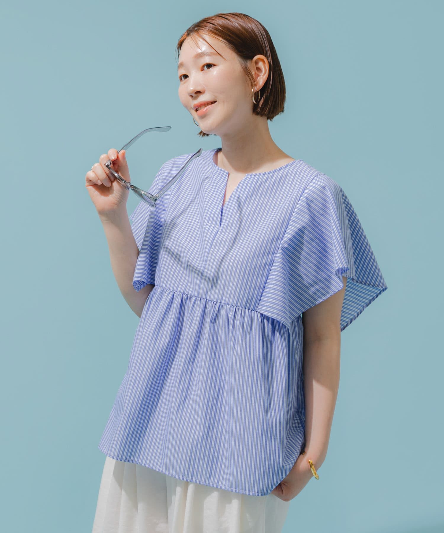 URBAN RESEARCH ROSSO「『UR TECH』F by ROSSO　スクエアスリーブブラウス」|シャツ・ブラウス|