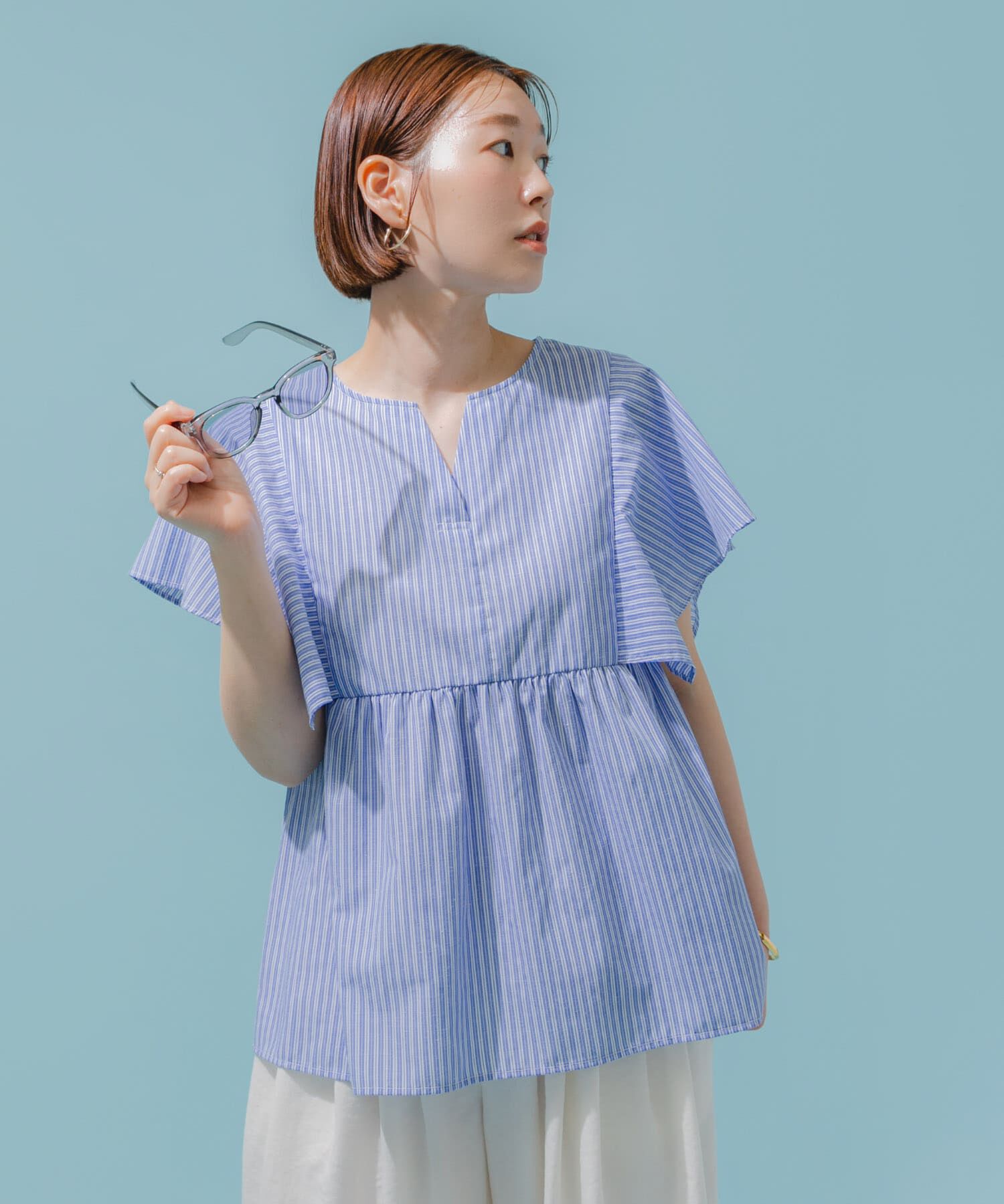 URBAN RESEARCH ROSSO「『UR TECH』F by ROSSO　スクエアスリーブブラウス」|シャツ・ブラウス|