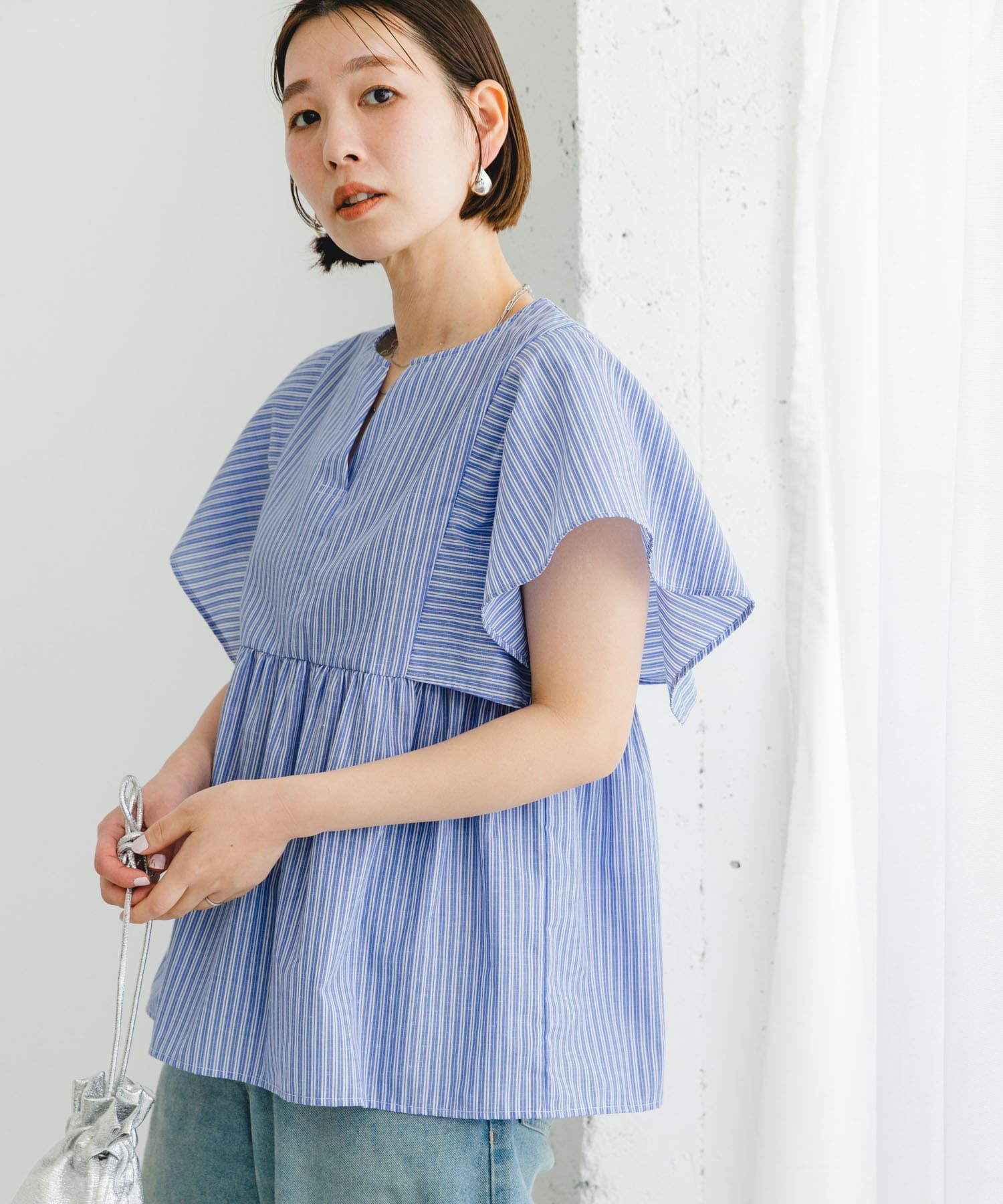 URBAN RESEARCH ROSSO「『UR TECH』F by ROSSO　スクエアスリーブブラウス」|シャツ・ブラウス|