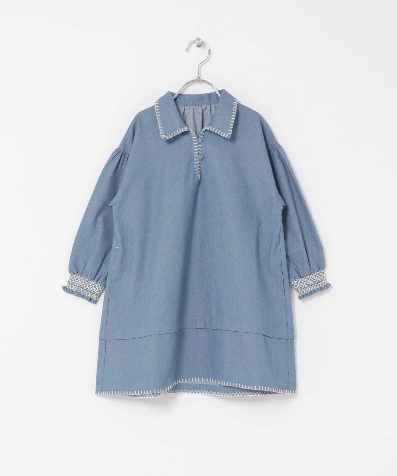 URBAN RESEARCH DOORS「『150サイズあり』デニム刺繍ワンピース(KIDS)」|ワンピース|インディゴブルー