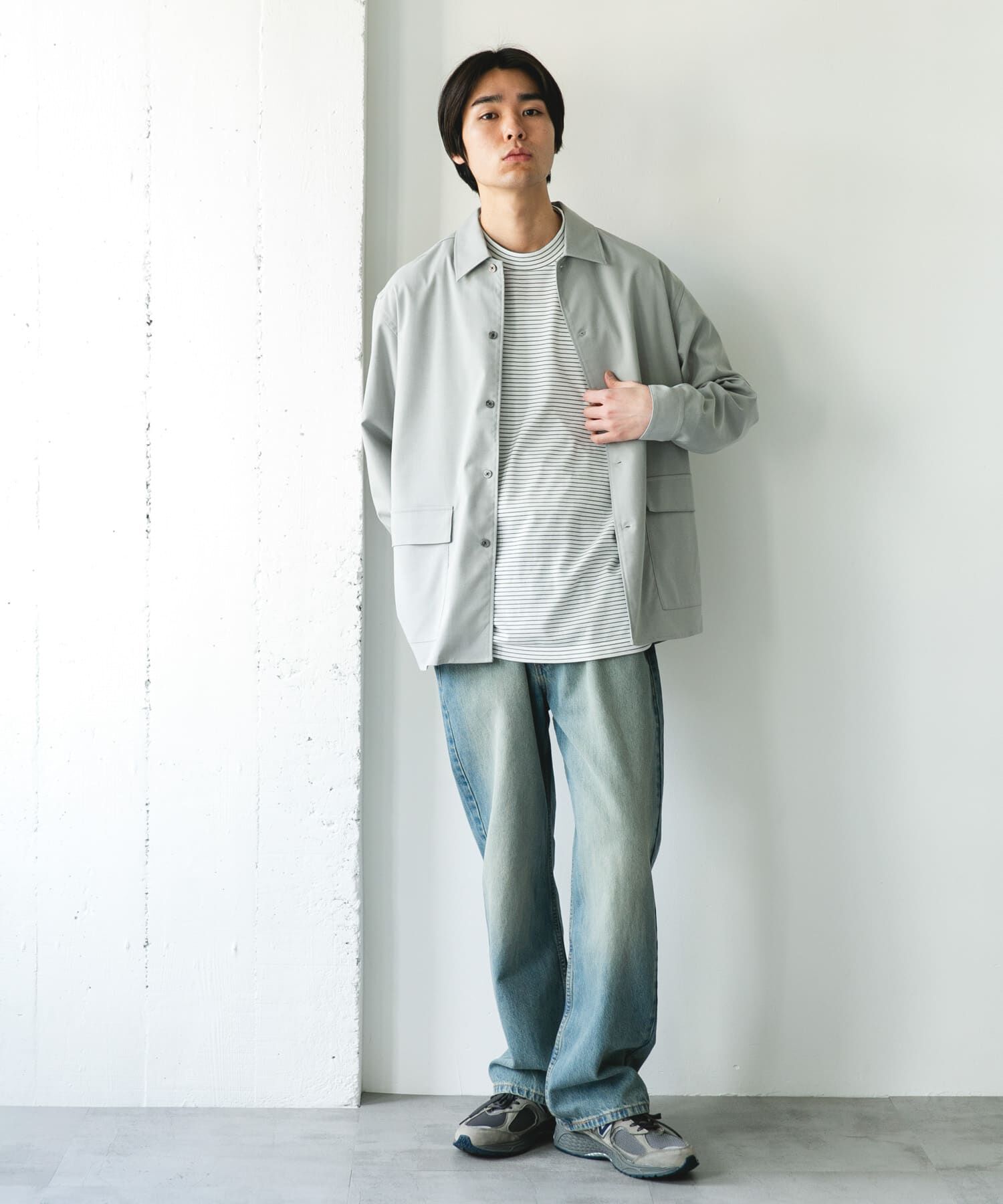 URBAN RESEARCH DOORS「ウールライクシャツジャケット」|ノーカラーコート|