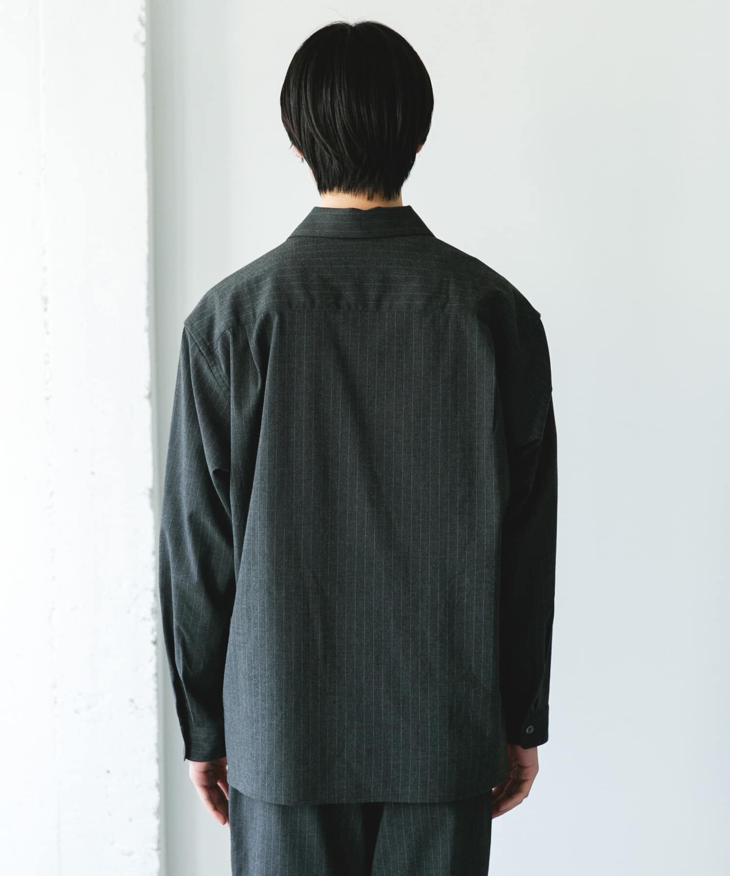 URBAN RESEARCH DOORS「ウールライクシャツジャケット」|ノーカラーコート|