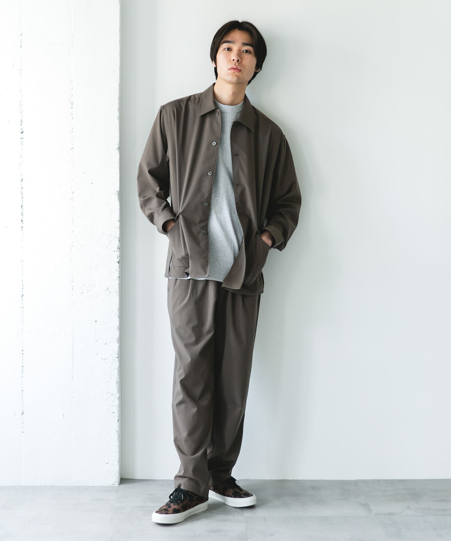 URBAN RESEARCH DOORS「ウールライクシャツジャケット」|ノーカラーコート|