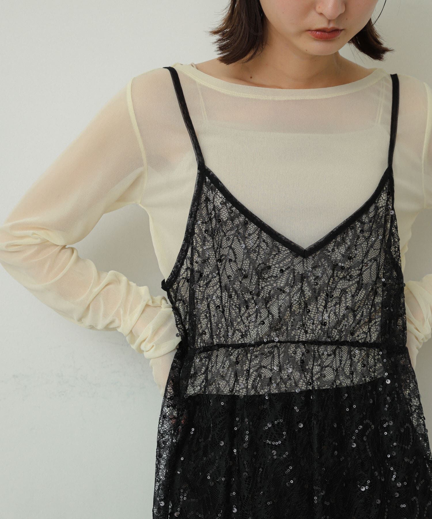 SENSE OF PLACE by URBAN RESEARCH「スパンコールキャミワンピース」|ワンピース|