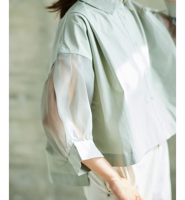 le.coeur blanc「《手洗い可能》TORRAZZO DONNAオーガンジースリーブシャツ」|シャツ・ブラウス|