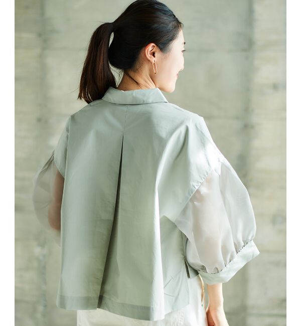 le.coeur blanc「《手洗い可能》TORRAZZO DONNAオーガンジースリーブシャツ」|シャツ・ブラウス|