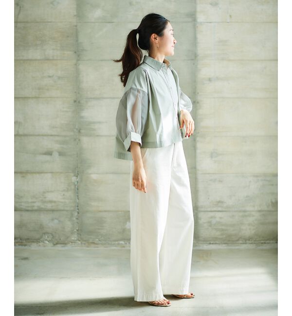 le.coeur blanc「《手洗い可能》TORRAZZO DONNAオーガンジースリーブシャツ」|シャツ・ブラウス|