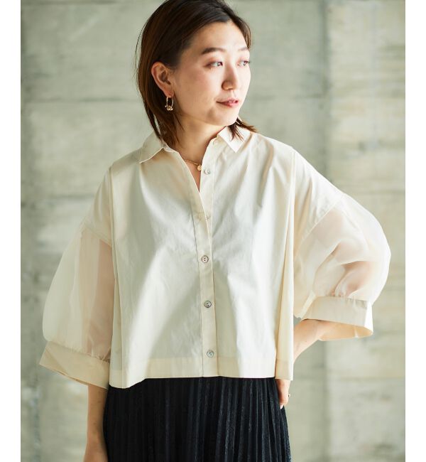 le.coeur blanc「《手洗い可能》TORRAZZO DONNAオーガンジースリーブシャツ」|シャツ・ブラウス|