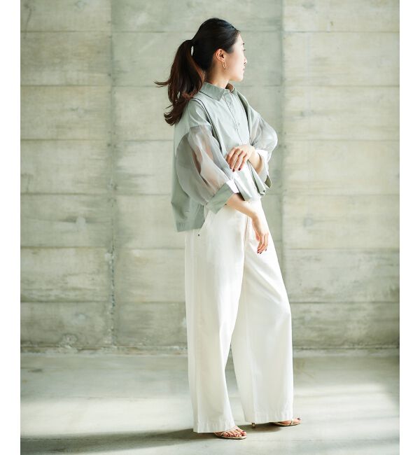 le.coeur blanc「《手洗い可能》TORRAZZO DONNAオーガンジースリーブシャツ」|シャツ・ブラウス|