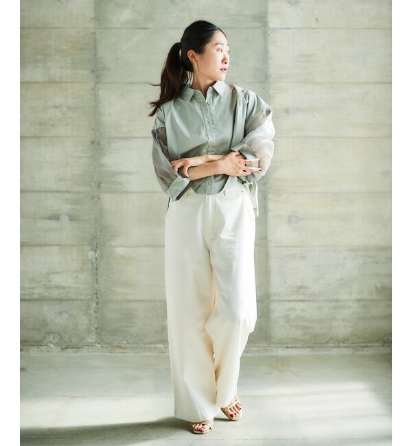 le.coeur blanc「《手洗い可能》TORRAZZO DONNAオーガンジースリーブシャツ」|シャツ・ブラウス|