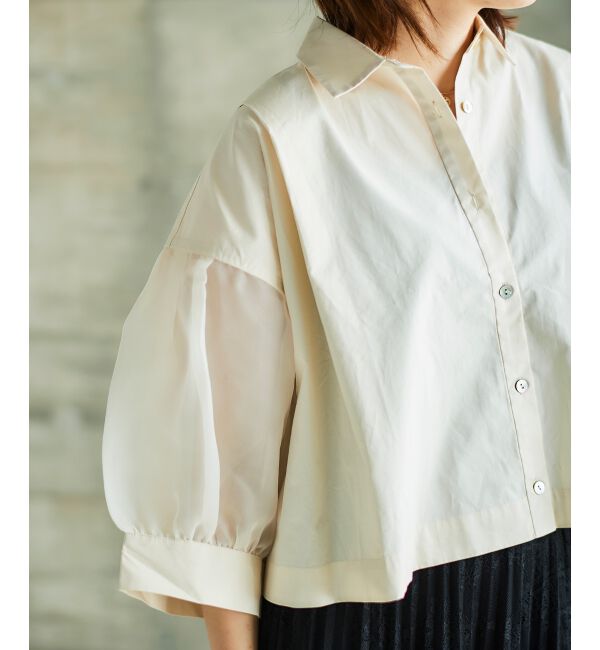 le.coeur blanc「《手洗い可能》TORRAZZO DONNAオーガンジースリーブシャツ」|シャツ・ブラウス|