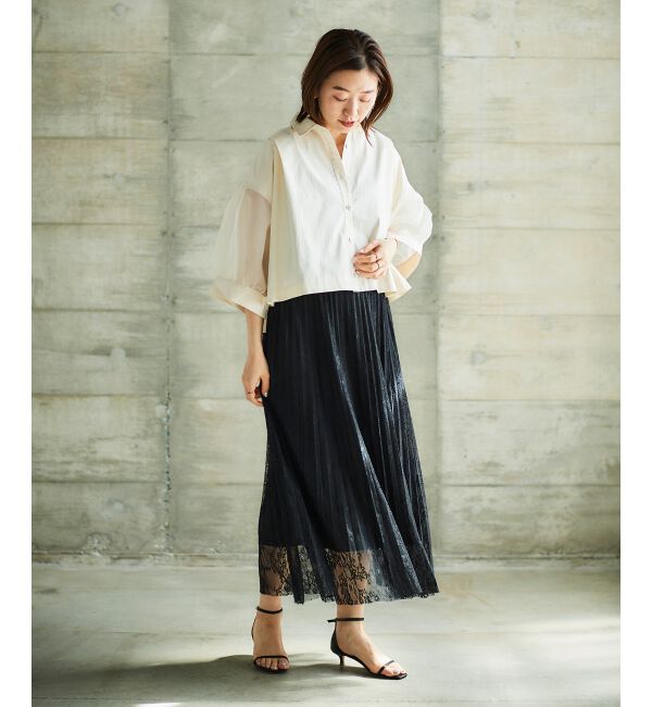 le.coeur blanc「《手洗い可能》TORRAZZO DONNAオーガンジースリーブシャツ」|シャツ・ブラウス|