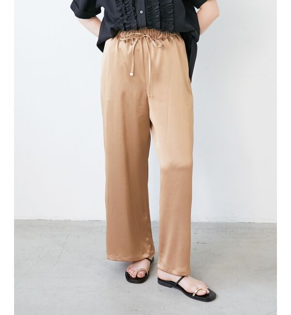  「《手洗い可能》メローウエストサテンイージーパンツ」|その他|Ｌ／ブラウン