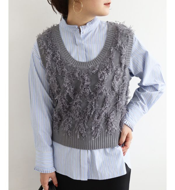  「《WEB・一部店舗限定》ALリボンヤーンベスト」|ベスト・ジレ|