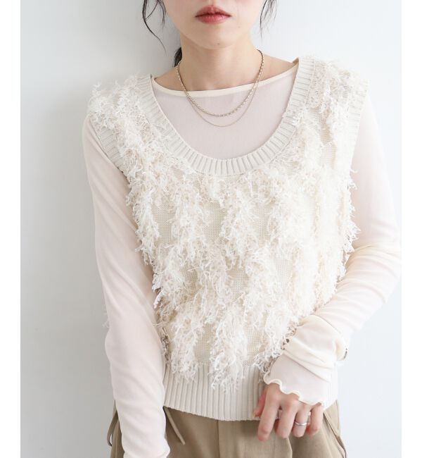  「《WEB・一部店舗限定》ALリボンヤーンベスト」|ベスト・ジレ|