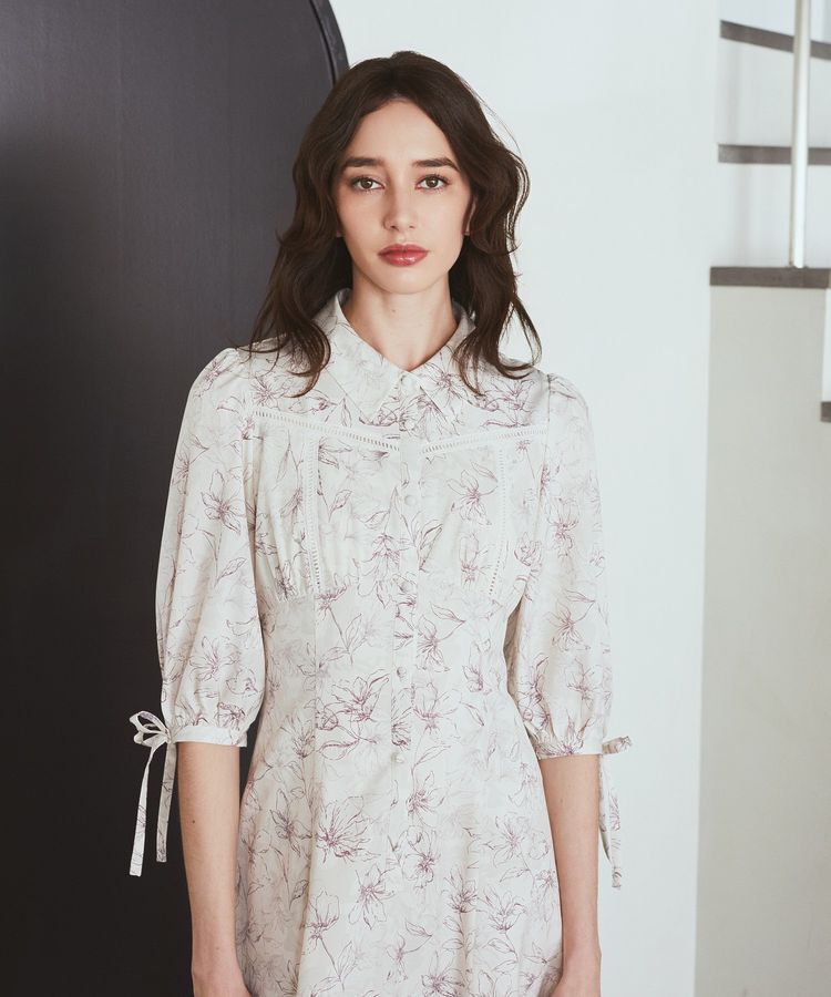 Maison de FLEUR Petite Robe「はしごレースシャツワンピース」|ワンピース|