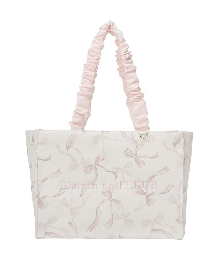 Maison de FLEUR「リボン柄ギャザーハンドルスクエアトート」|トートバッグ|
