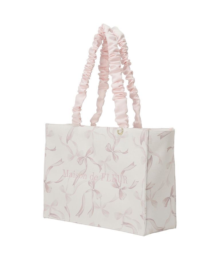 Maison de FLEUR「リボン柄ギャザーハンドルスクエアトート」|トートバッグ|