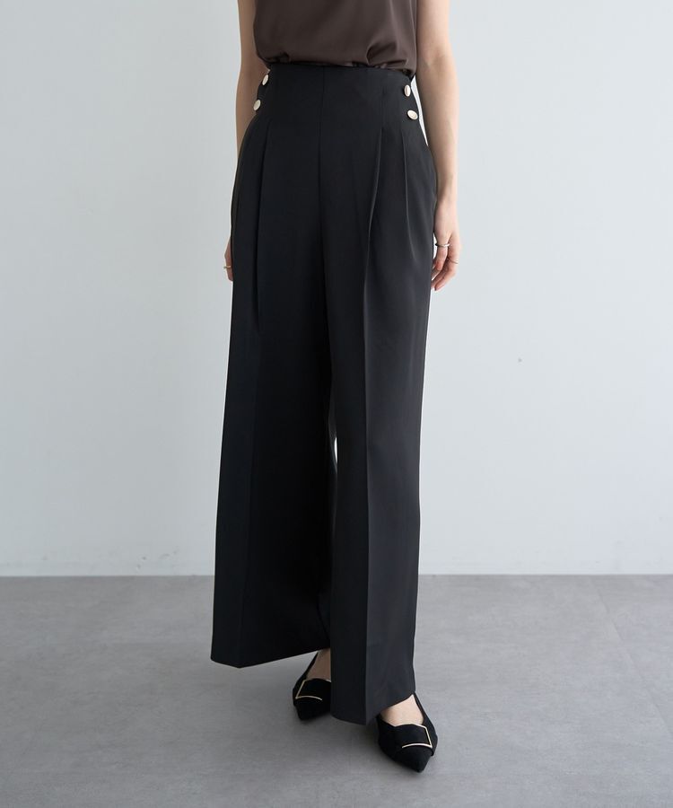 YECCA VECCA「金釦ワイドパンツ」|その他|Black