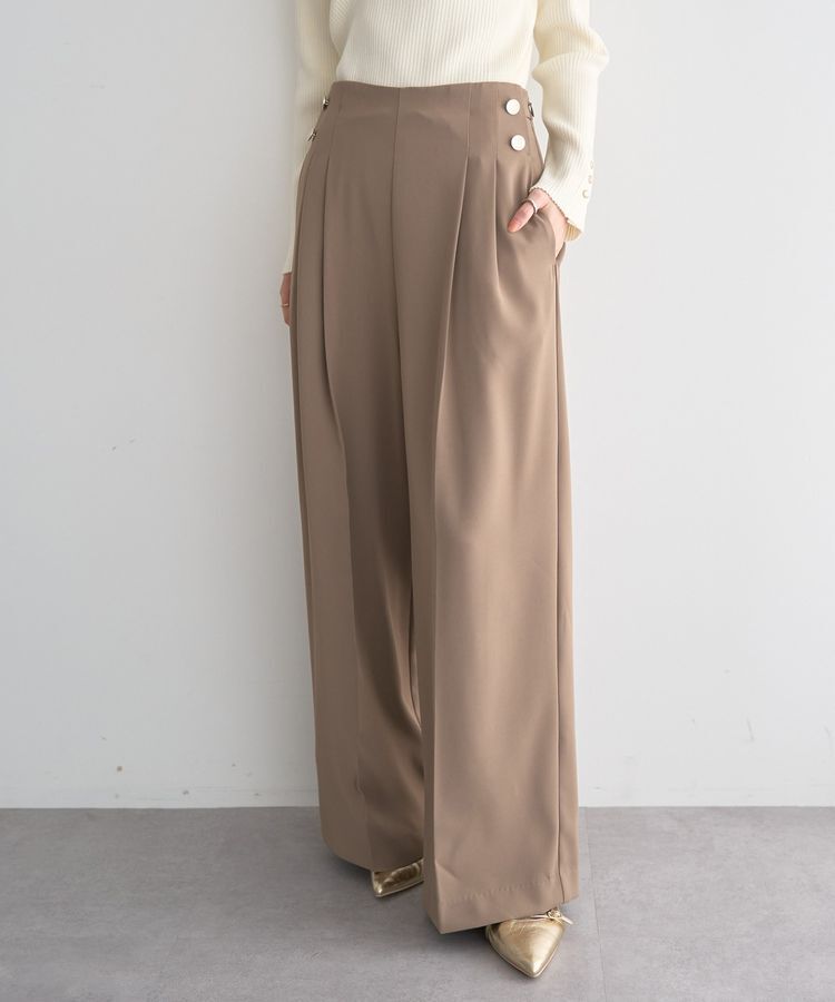 YECCA VECCA「金釦ワイドパンツ」|その他|Beige