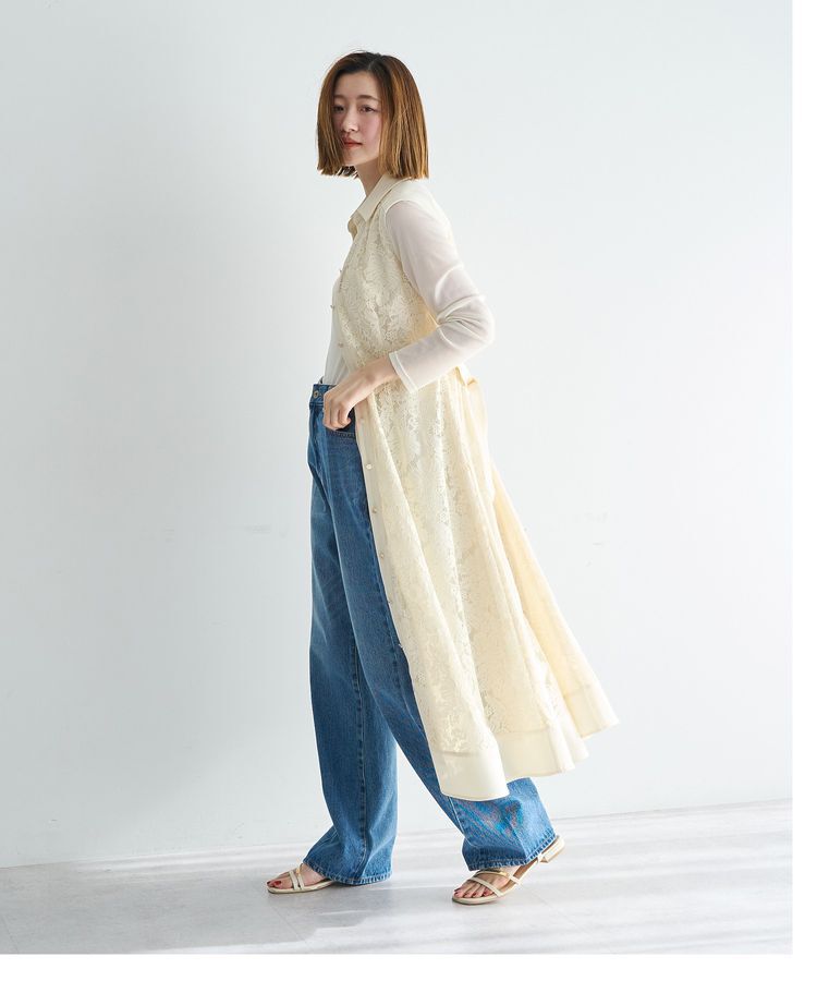 YECCA VECCA「レース切替ジレワンピース」|ワンピース|