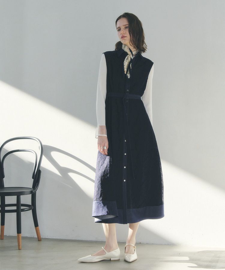 YECCA VECCA「レース切替ジレワンピース」|ワンピース|