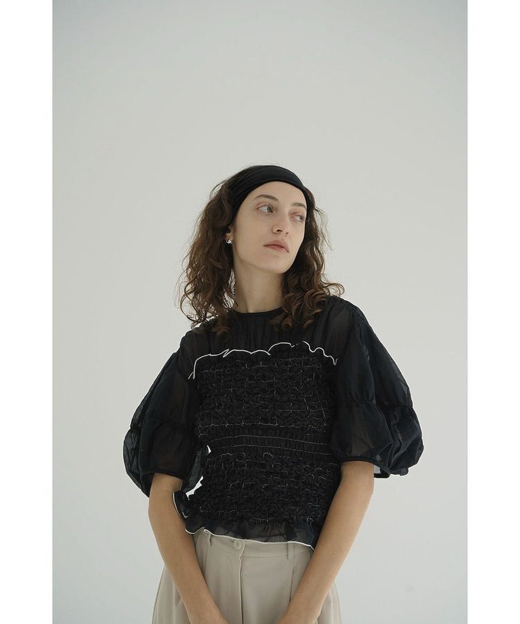 GARAGE OF GOOD CLOTHING「【CLANE】COLOR STITCHED SHIRRING TOPS」|シャツ・ブラウス|