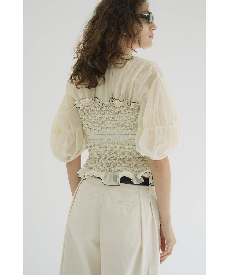 GARAGE OF GOOD CLOTHING「【CLANE】COLOR STITCHED SHIRRING TOPS」|シャツ・ブラウス|