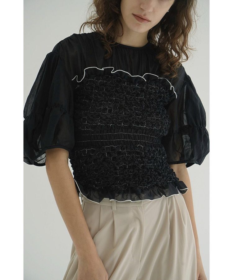 GARAGE OF GOOD CLOTHING「【CLANE】COLOR STITCHED SHIRRING TOPS」|シャツ・ブラウス|