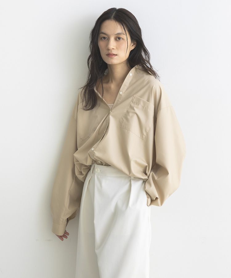 GARAGE OF GOOD CLOTHING「裾ドロストロングスリーブスクエアシャツ」|シャツ・ブラウス|Beige