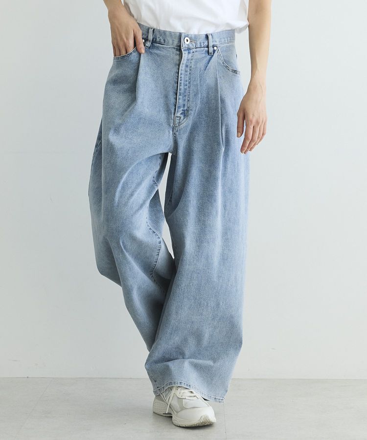 GARAGE OF GOOD CLOTHING「ワイドタック入りパンツ」|デニム|Light indigo