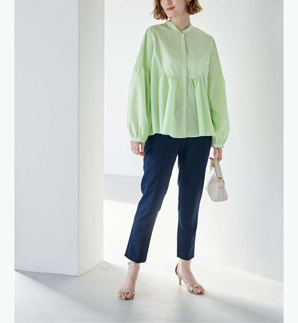 ur's「デザインスリーブバンドカラーフレアシャツ」|シャツ・ブラウス|