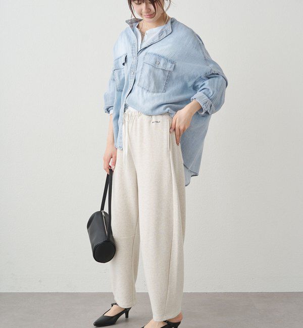  「シアーデニムバンドカラーブラウス」|シャツ・ブラウス|
