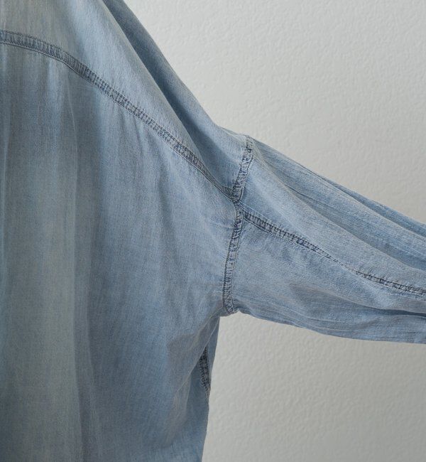  「シアーデニムバンドカラーブラウス」|シャツ・ブラウス|
