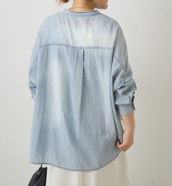  「シアーデニムバンドカラーブラウス」|シャツ・ブラウス|