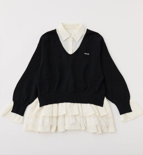  「ニットドッキングチュニックシャツワンピ」|ワンピース|