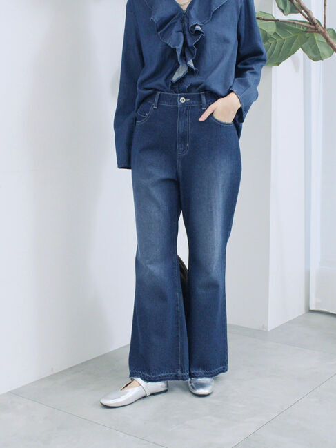 Samansa Mos2 blue「【ECO DENIM 】 フレアパンツ」|その他|