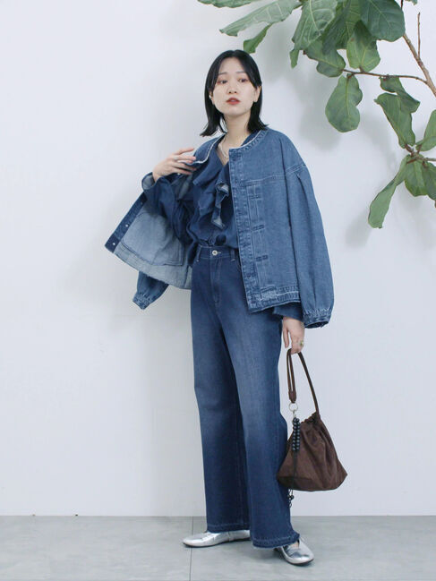 Samansa Mos2 blue「【ECO DENIM 】 フレアパンツ」|その他|