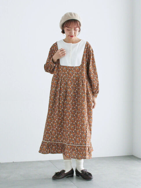 Samansa Mos2「【WEB限定】胸元配色花柄ワンピース」|ワンピース|