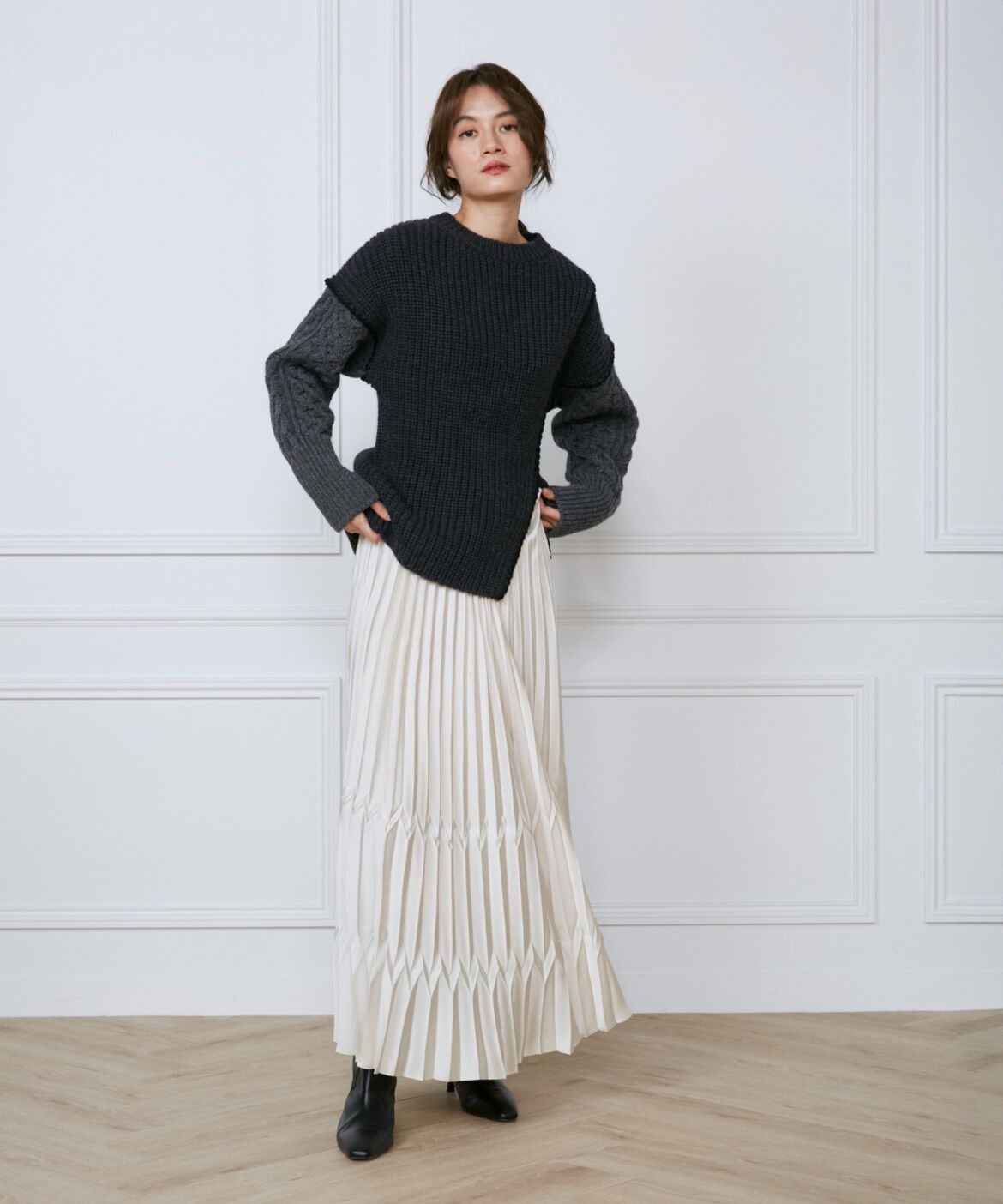 INED「カラーブロッキングケーブルニット《la veille by SUPERIOR CLOSET》」|ニット・セーター|