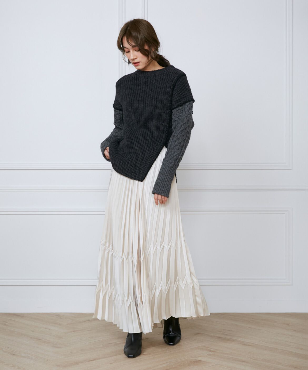 INED「カラーブロッキングケーブルニット《la veille by SUPERIOR CLOSET》」|ニット・セーター|